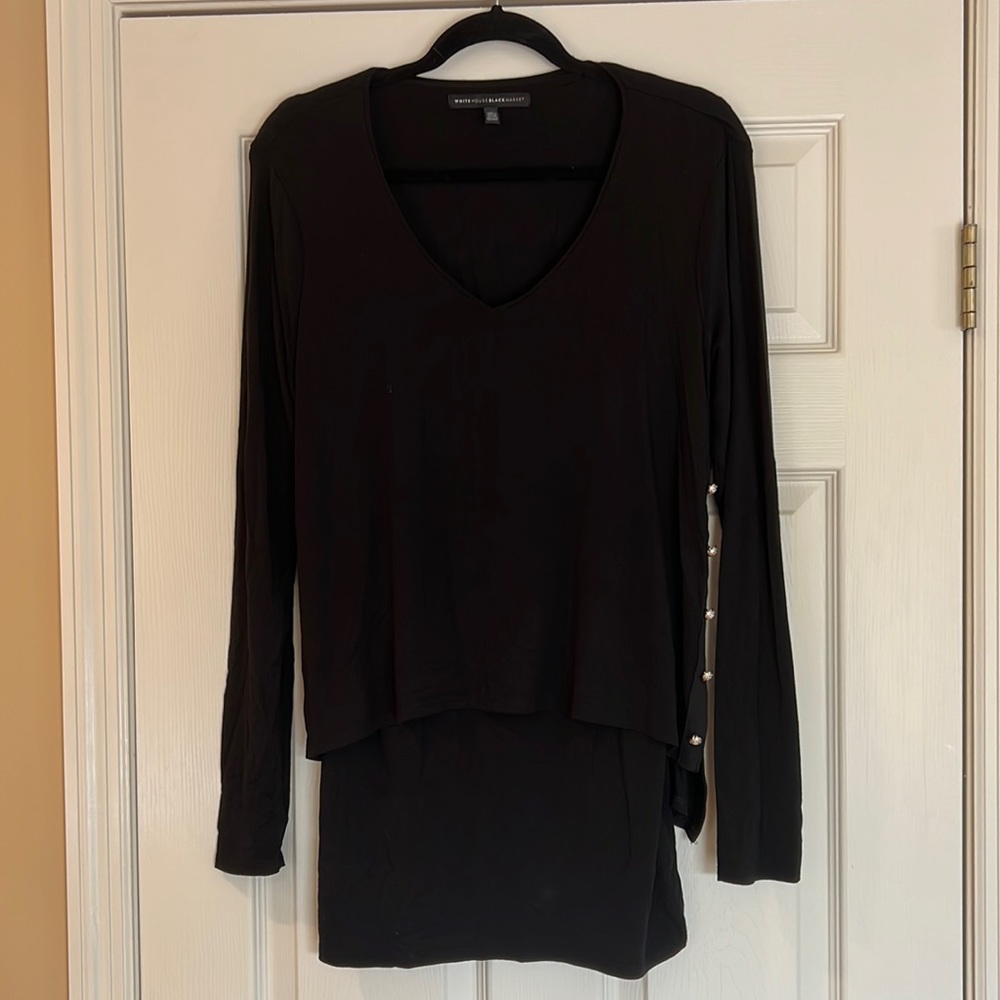 WHBM Double Layer Black Tunic With Silver Buttons On The Side.